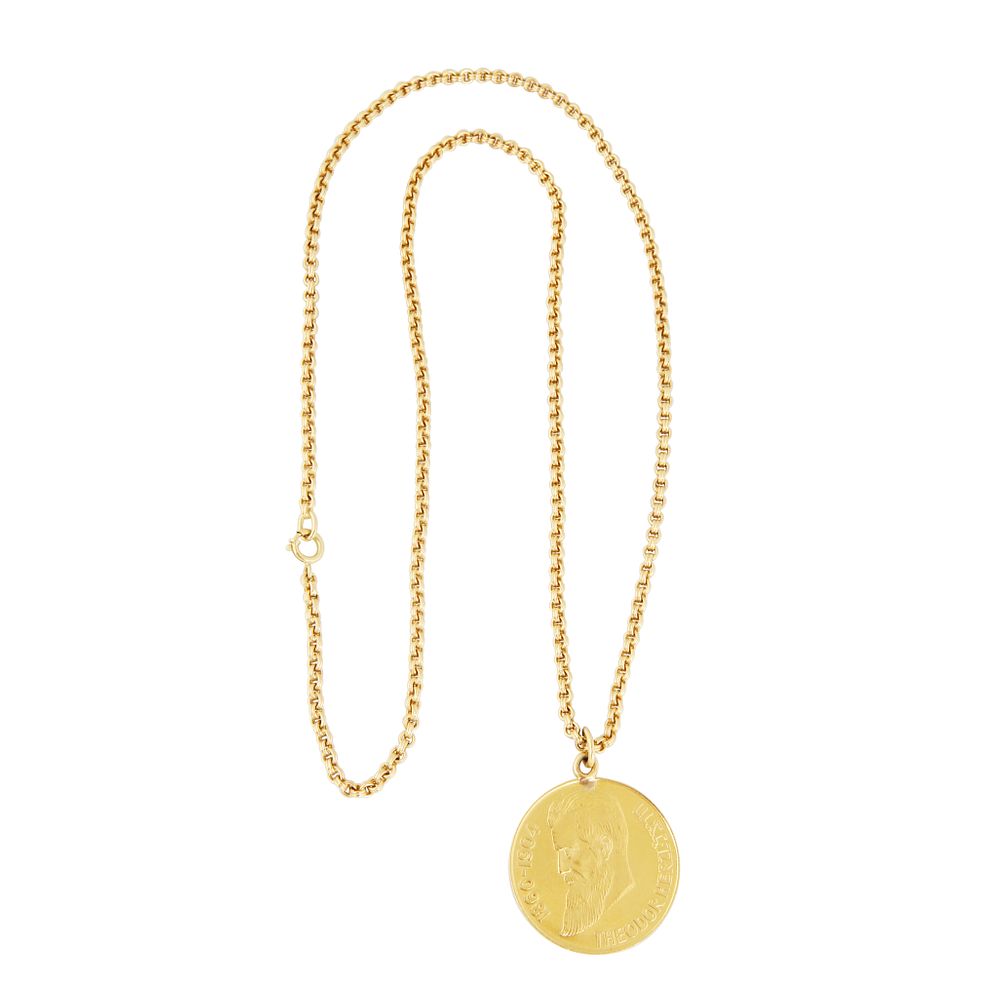 Appraisal: THEODORE HERZL KT GOLD COIN NECKLACE THEODORE HERZL KT GOLD