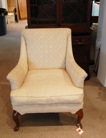 Appraisal: Queen Anne-style Easy Chair Down seat