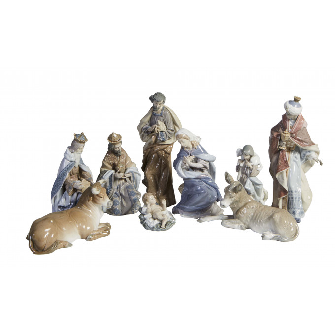 Appraisal: Lladro Nine Piece Nativity Set consisting of a baby Jesus