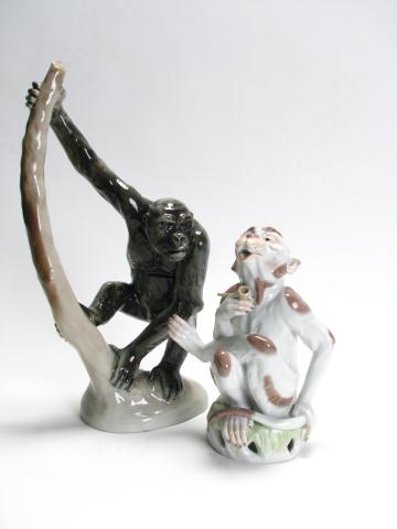 Appraisal: Two Porcelain Monkey Figures one reproduction Royal Dux '' high