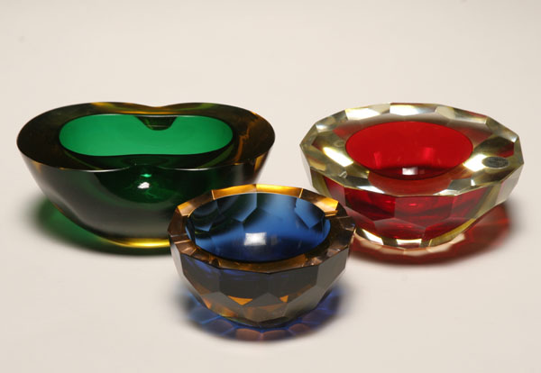 Appraisal: Lot of Murano geode bowls sommerso red green and blue