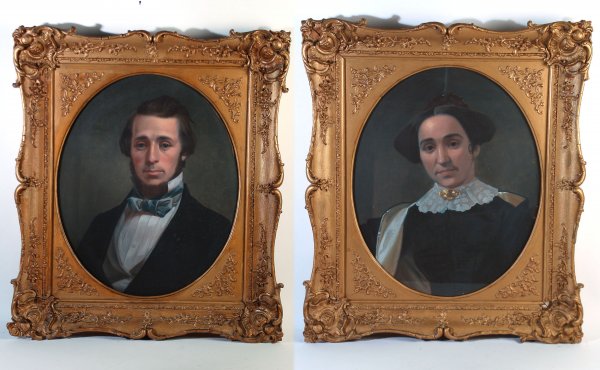 Appraisal: Two oil on canvas framed portraits of Joseph and Elizabeth