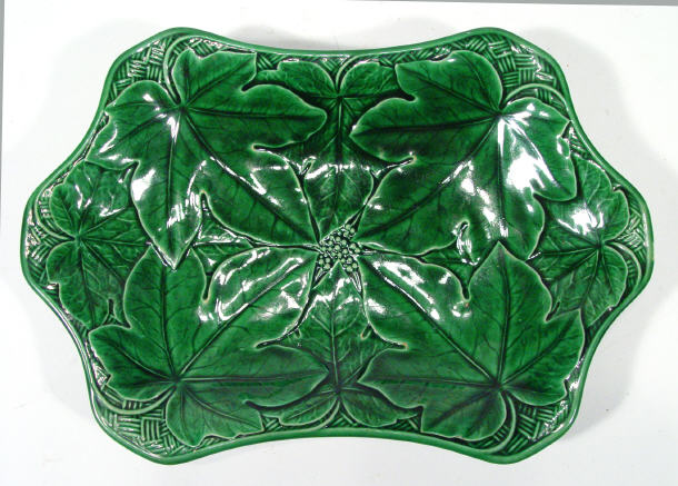 Appraisal: Shaped Victorian Wedgwood green leaf Majolica plate impressed factory mark