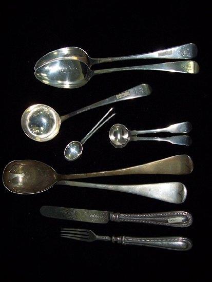 Appraisal: A pair of salad servers Chester and sundry teaspoons condiment