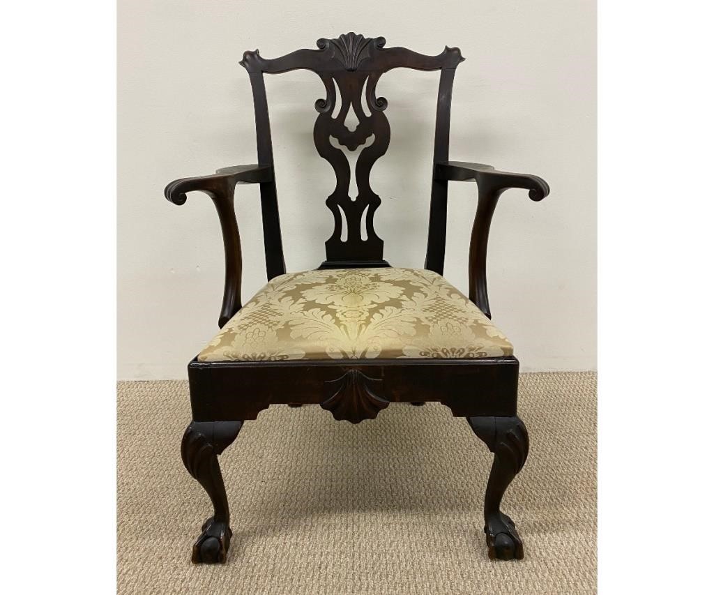 Appraisal: Philadelphia Chippendale mahogany armchair known as General Anthony Wayne chair