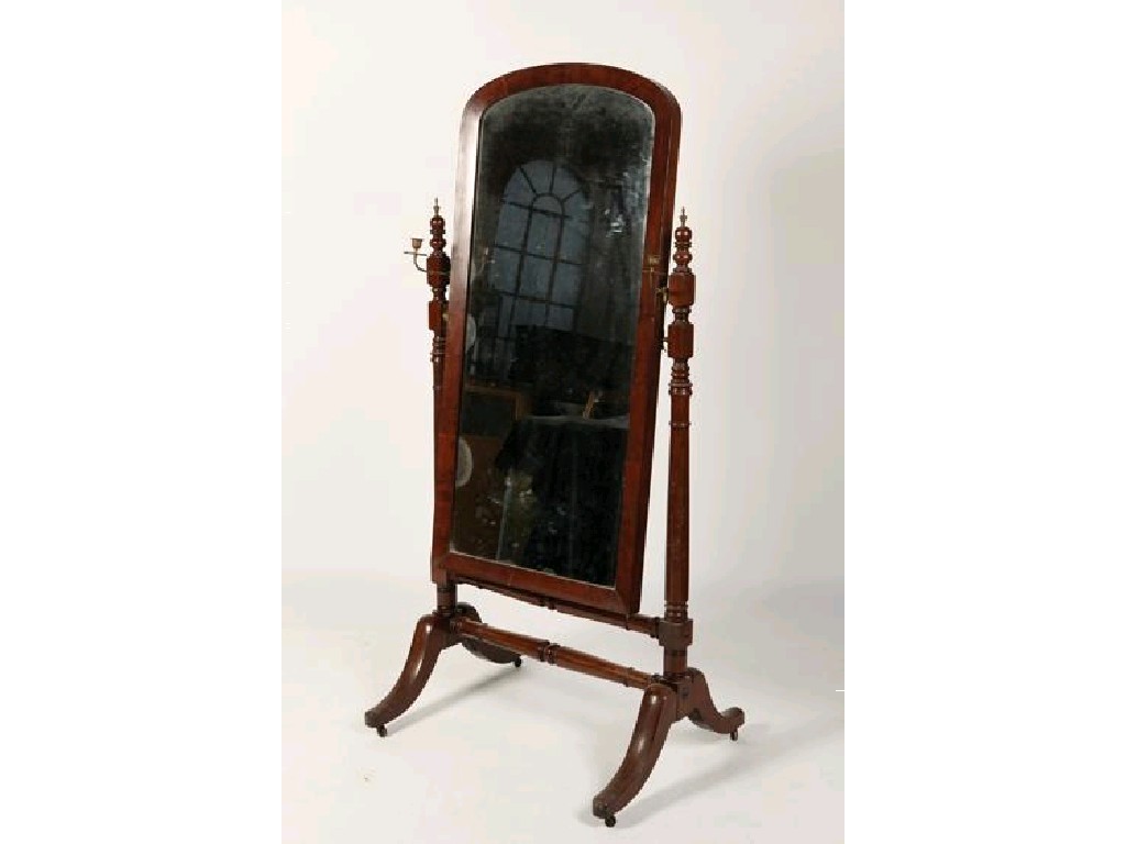 Appraisal: A VICTORIAN MAHOGANY FRAMED CHEVAL MIRROR the arched topped plate