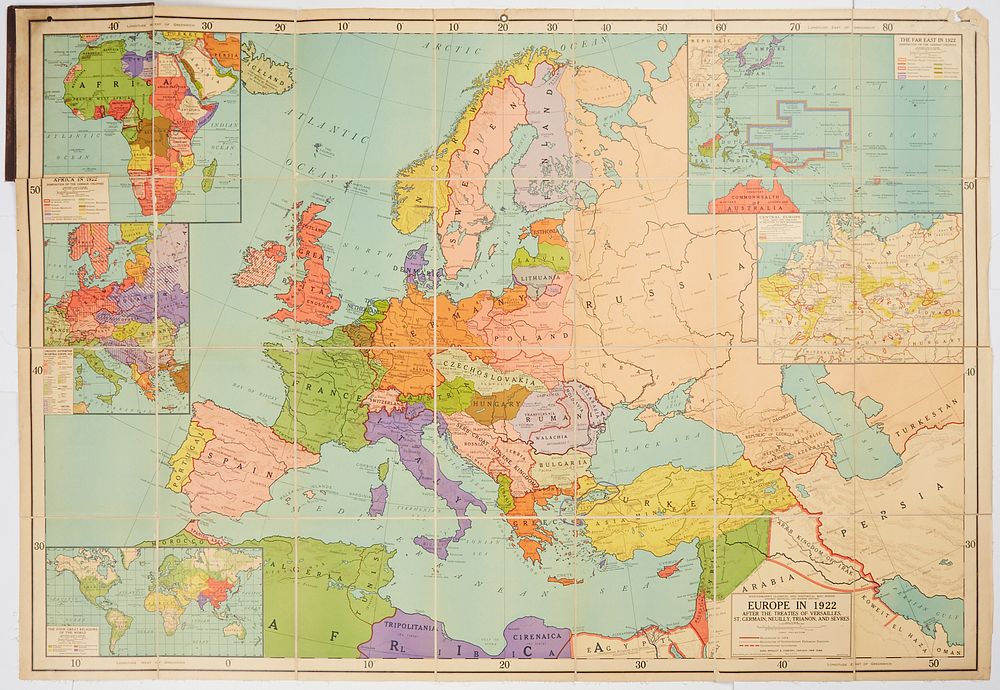 Appraisal: Large Fold-Out Map Europe Europe in after the treaties of