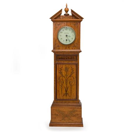 Appraisal: Edwardian Marquetry Inlaid Satinwood Letter Box and Clock Estimate -