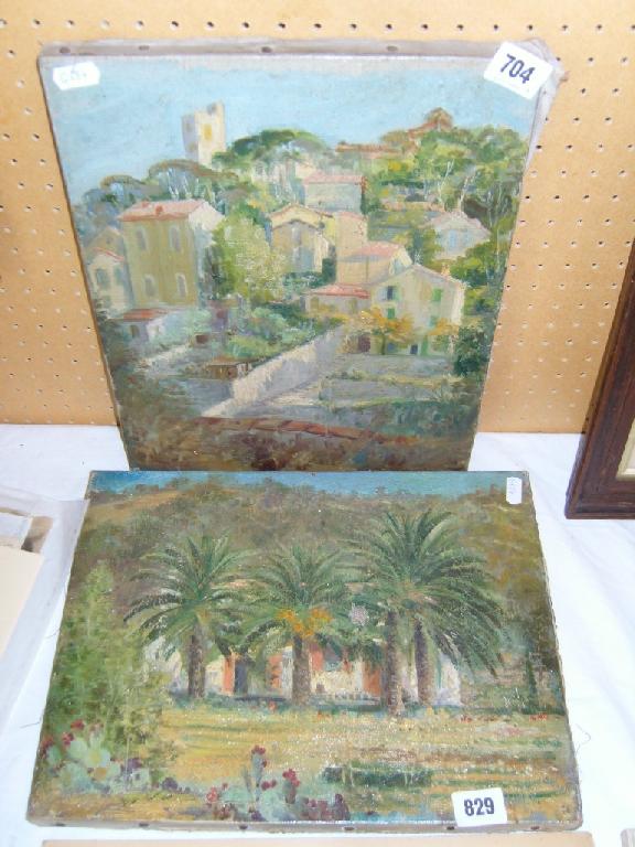 Appraisal: A pair of early th century oil paintings on canvas