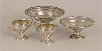 Appraisal: American Weighted Silver Creamer and Sugar Set Together with two