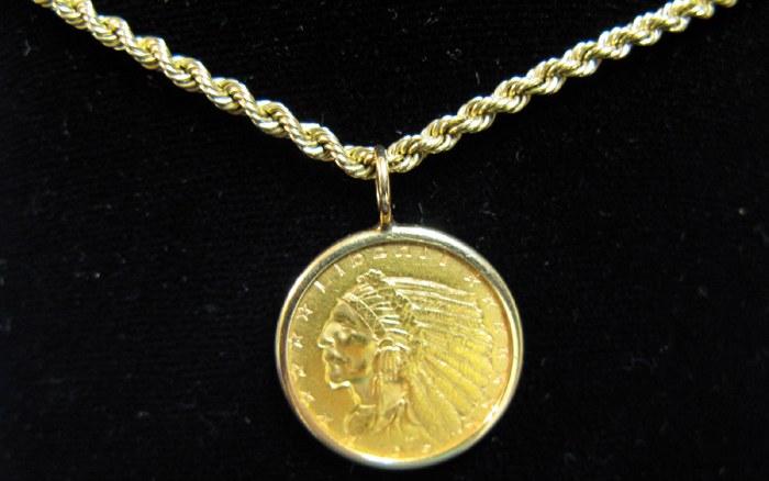 Appraisal: A U S GOLD COIN PENDANT ON FOURTEEN KARAT GOLD