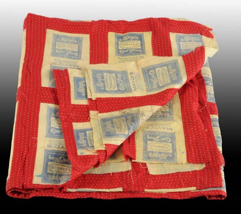 Appraisal: Large Mayo's Tobacco Quilt Description Deep red color A few