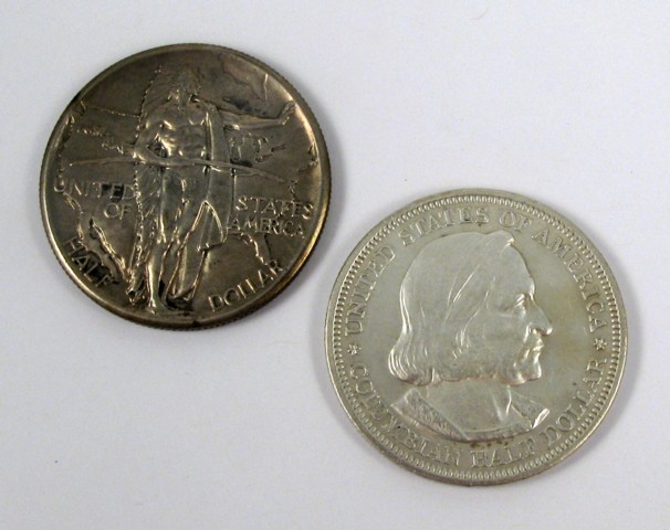 Appraisal: TWO U S SILVER COMMEMORATIVE HALF DOLLARS -P Oregon Trail