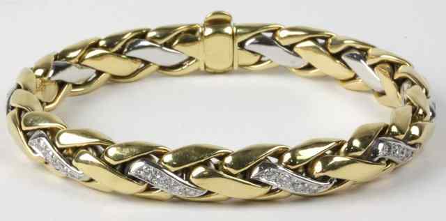 Appraisal: An ct two-colour gold and diamond set bracelet the white