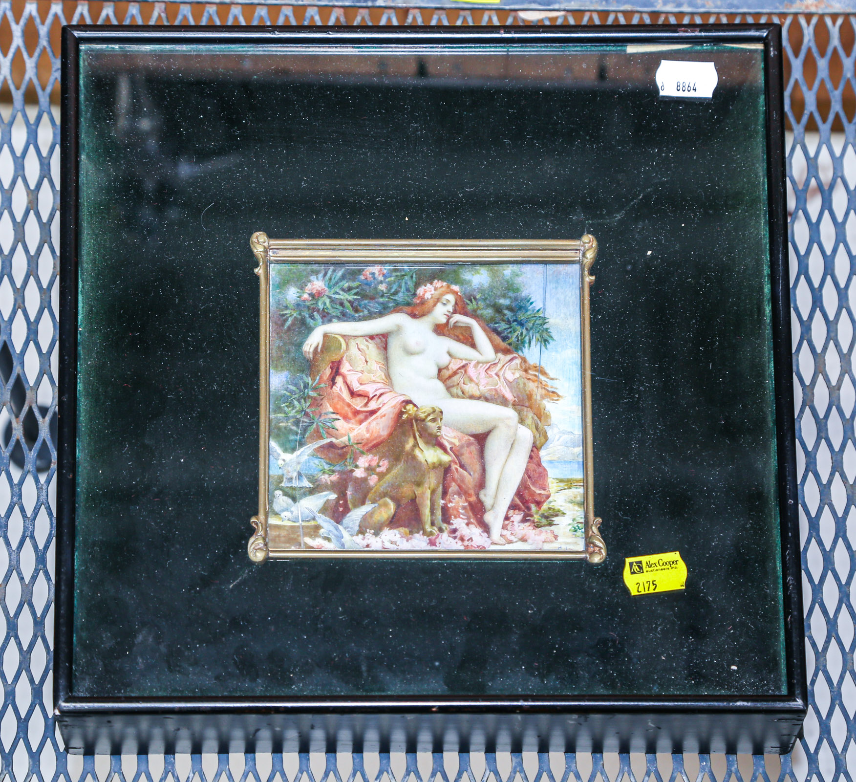 Appraisal: LARGE FRAMED MINIATURE PAINTING Depicting a Classical maiden signed Gabie