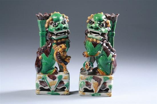 Appraisal: PAIR CHINESE SANCAI PORCELAIN FIGURE OF LIONS Kangxi period -