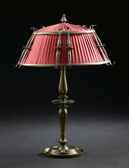 Appraisal: Good French Bronze-Patinated Brass and Wrought-Iron Table Lamp first quarter