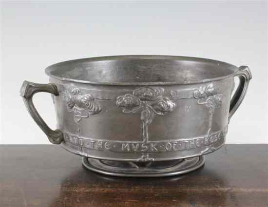 Appraisal: A Liberty Tudric pewter twin handled bowl ''and the musk