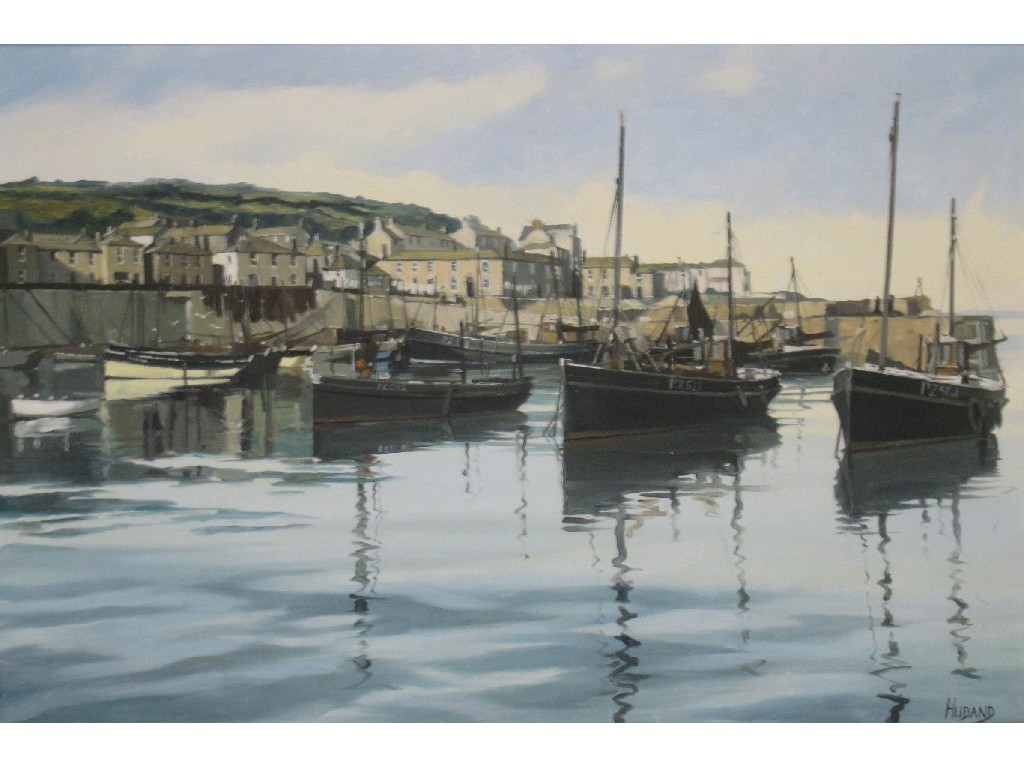 Appraisal: HUBAND HARBOUR SCENE Oil on canvas signed