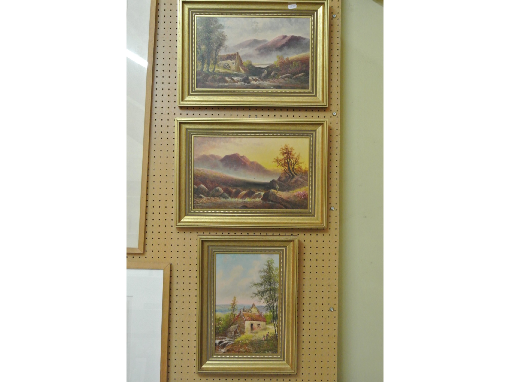 Appraisal: A set of three early th century oil paintings on