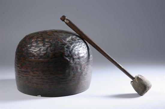 Appraisal: TWO JAPANESE COPPER TEMPLE DRUMS - in high in high