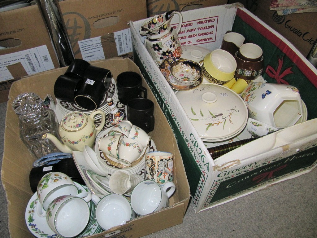 Appraisal: Lot comprising two boxes of ceramics and dinnerwares to include