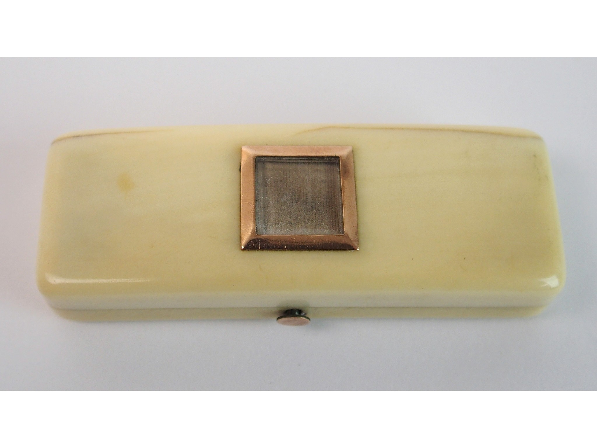 Appraisal: A th Century ivory boxof rectangular shape the curving hinged