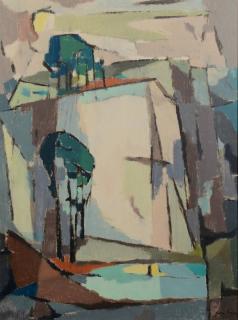 Appraisal: George Cress TN cubist oil George Ayers Cress Alabama-Tennessee -