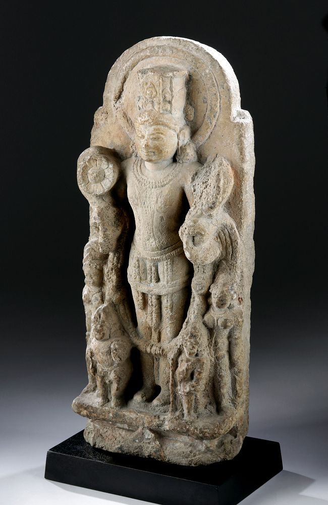 Appraisal: th C Indian Schist Stele of Krishna Vishnu Central Asia