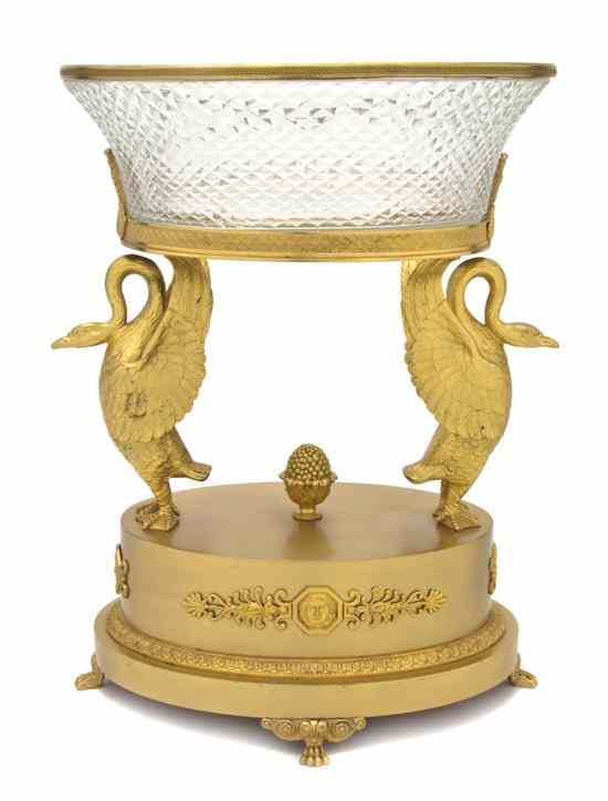 Appraisal: An Empire Style Gilt Bronze and Cut Glass Center Bowl