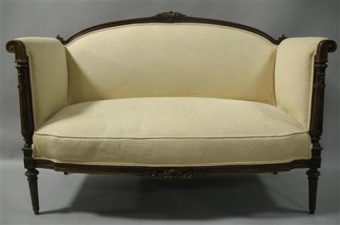 Appraisal: LOUIS XVI STYLE MAHOGANY SETTEE The shaped frame with carved