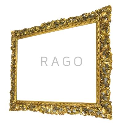 Appraisal: ORNATE GILT MIRROR Carved foliate frame with beveled glass th