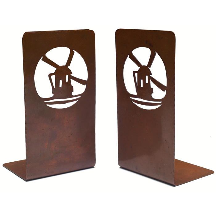 Appraisal: Arts and Crafts bookends pair hammered copper with a cut-out