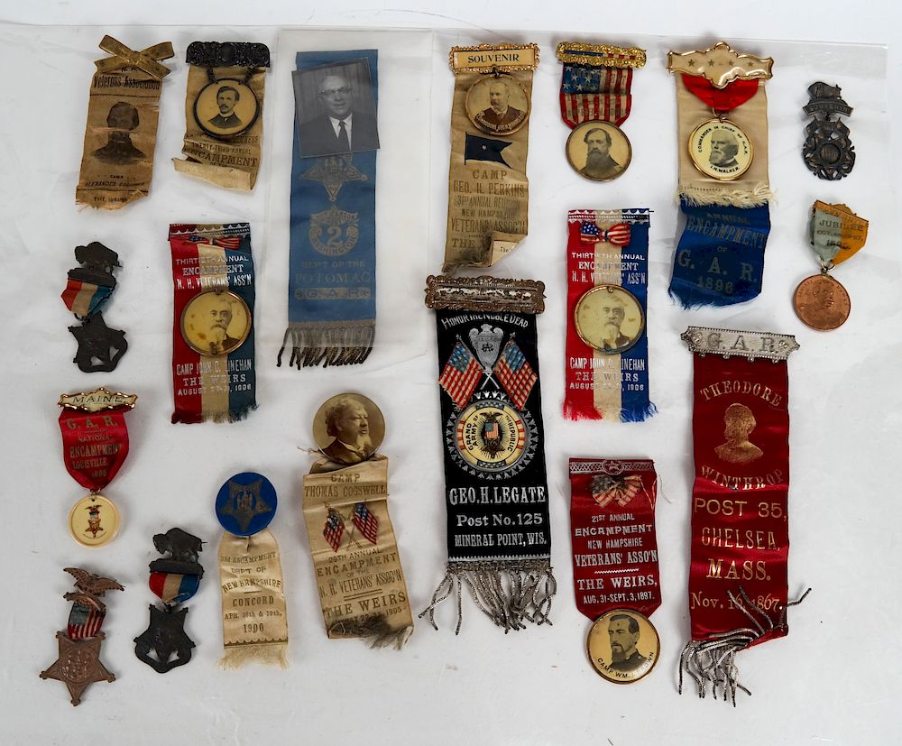 Appraisal: Lot of Grand Army Ribbons Badges Lot of GAR encampment