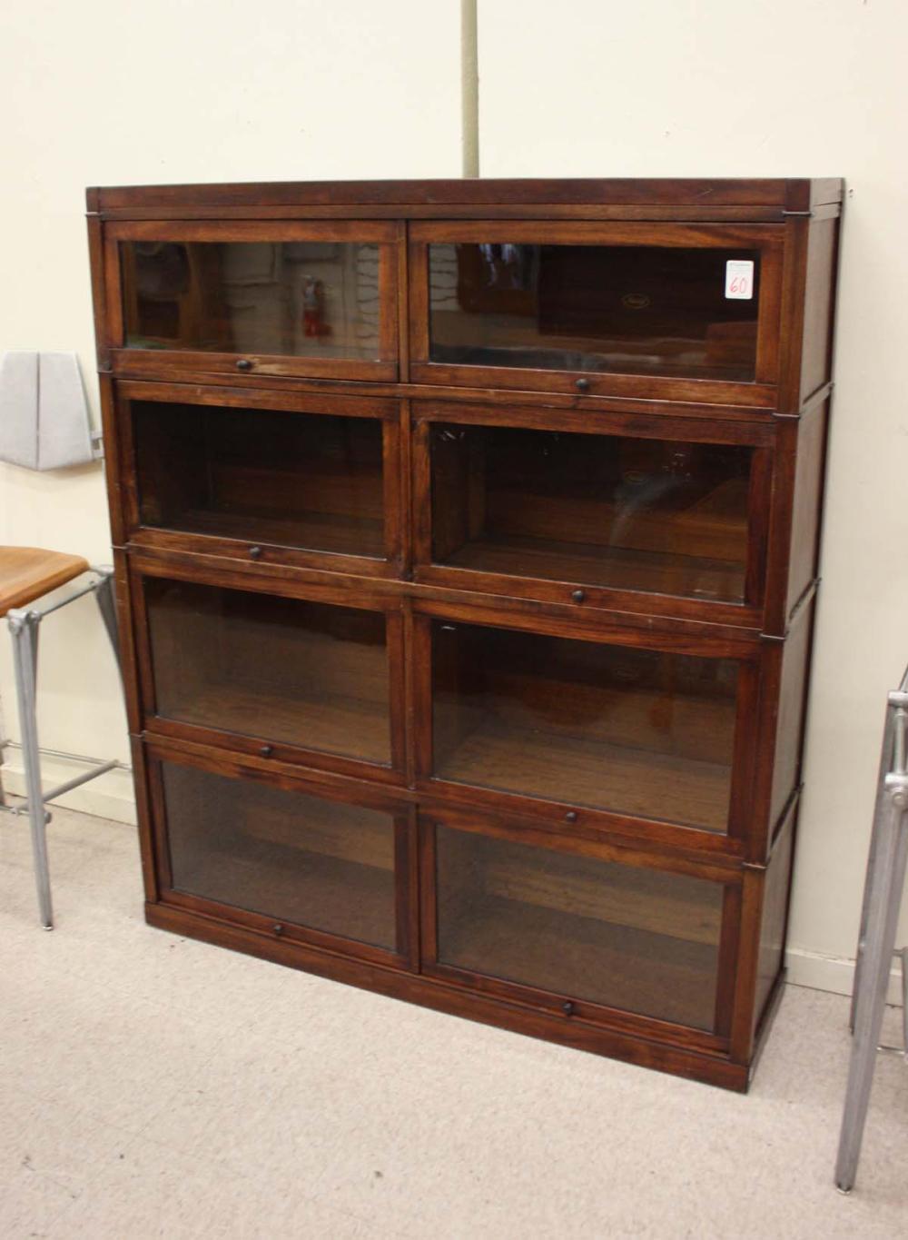 Appraisal: FOUR-SECTION STACKING MAHOGANY BOOKCASE The Macey Co Grand Rapids Michigan