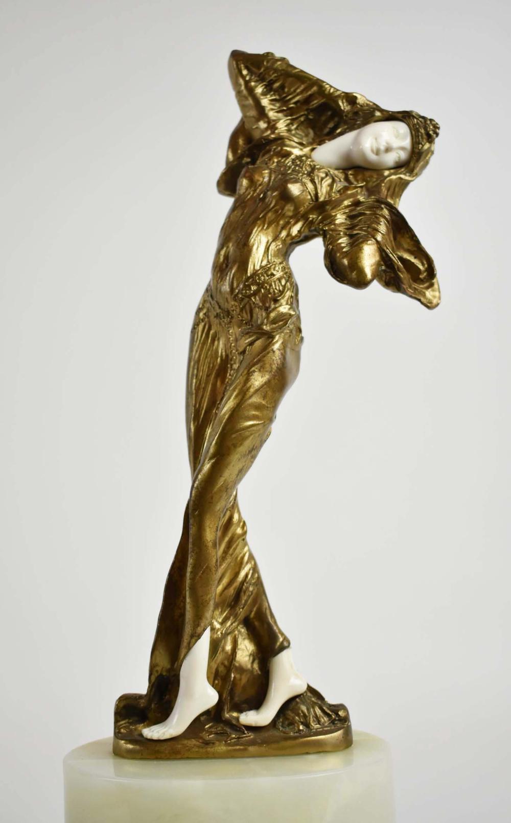 Appraisal: DEMETRI H CHIPARUS ROMANIAN FRENCH - Art Nouveau Chryselephantine Bronze