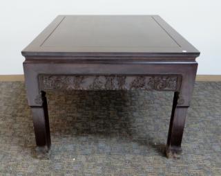 Appraisal: Zitan Square Table Zitan Square Table Squared legs and carved