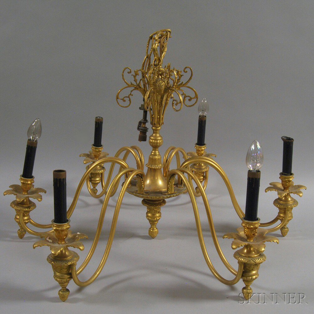 Appraisal: Continental Six-light Gilt-metal Chandelier th th century each light with