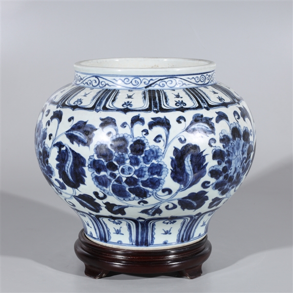 Appraisal: Chinese blue and white porcelain vase with floral motif and