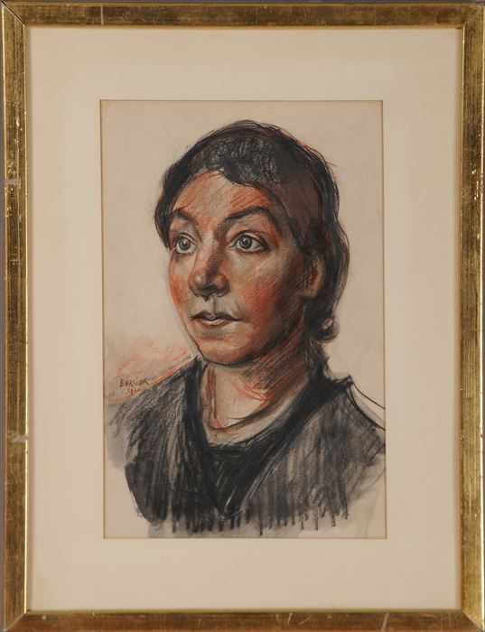 Appraisal: DAVID BURLIUK - PORTRAIT OF A WOMANPastel on paper x