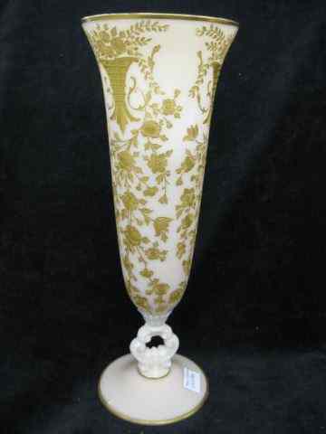 Appraisal: Crown Tuscan Cambridge Glass Vase gold etched floral on pink