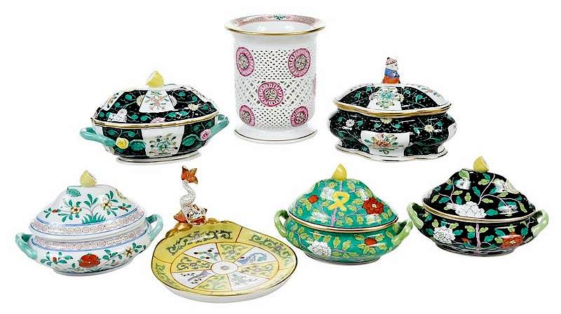 Appraisal: Seven Herend Porcelain Table Objects Hungarian th century each with