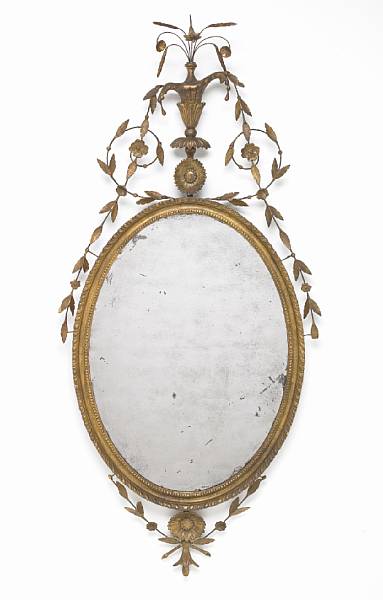 Appraisal: A Neoclassical style carved giltwood and gesso mirror fourth quarter