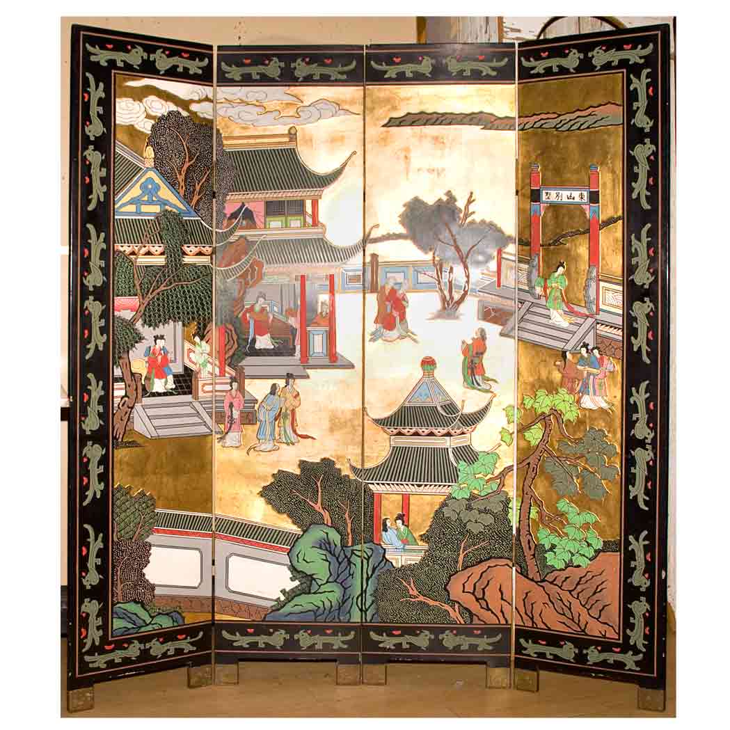 Appraisal: Chinese Coromandel Four-Panel Style Screen Height feet width of each