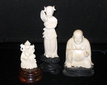 Appraisal: Three Ivory Miniatures Chinese th c Buddha Ganesh and acolyte