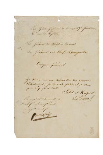 Appraisal: NAPOLEON Endorsement Signed Bonaparte on a letter to him from