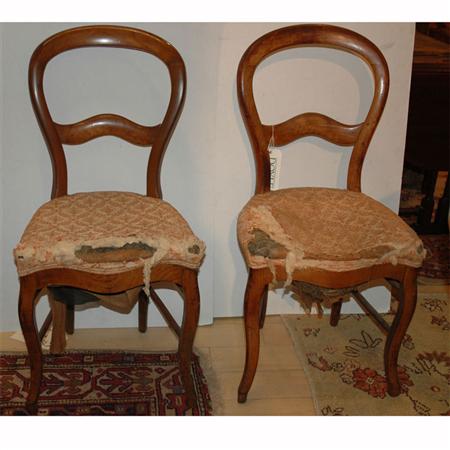 Appraisal: Set of Five Continental Fruitwood Balloon Back Side Chairs Estimate