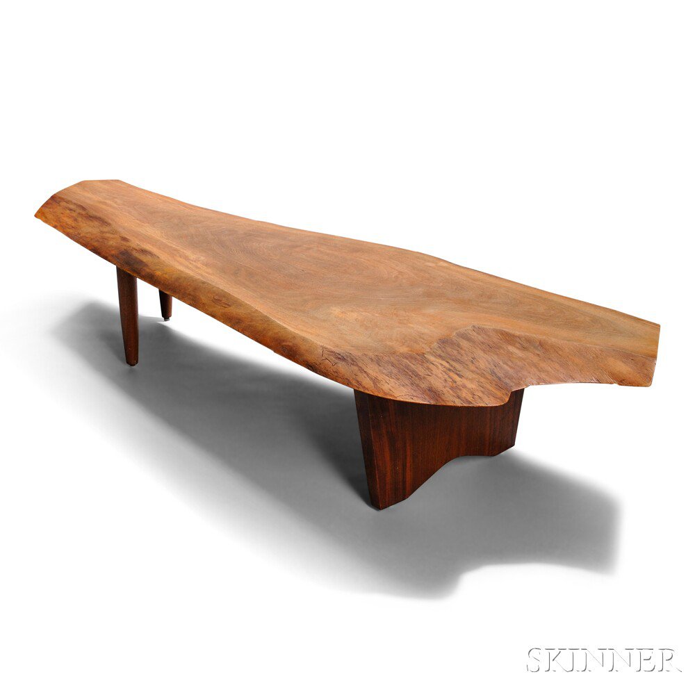 Appraisal: George Nakashima Coffee Table Walnut New Hope Pennsylvania Free-edge top