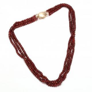 Appraisal: KT Multi Strand Garnet Bead Necklace Gump's strung knotted and