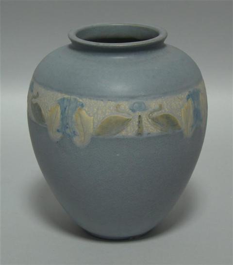 Appraisal: ROSEVILLE MATTE GRAY VASE Blue R mark shoulder molded with